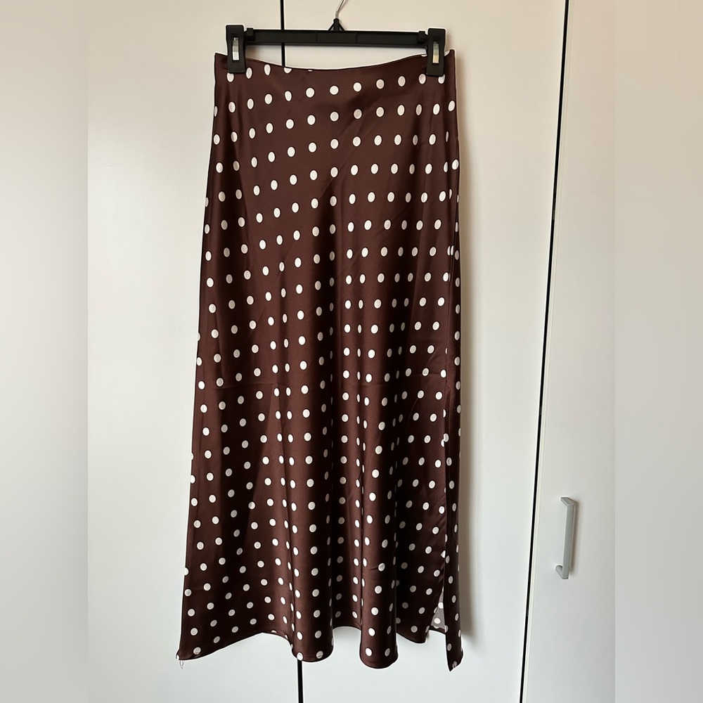Brown Polka Dot Maxi Skirt